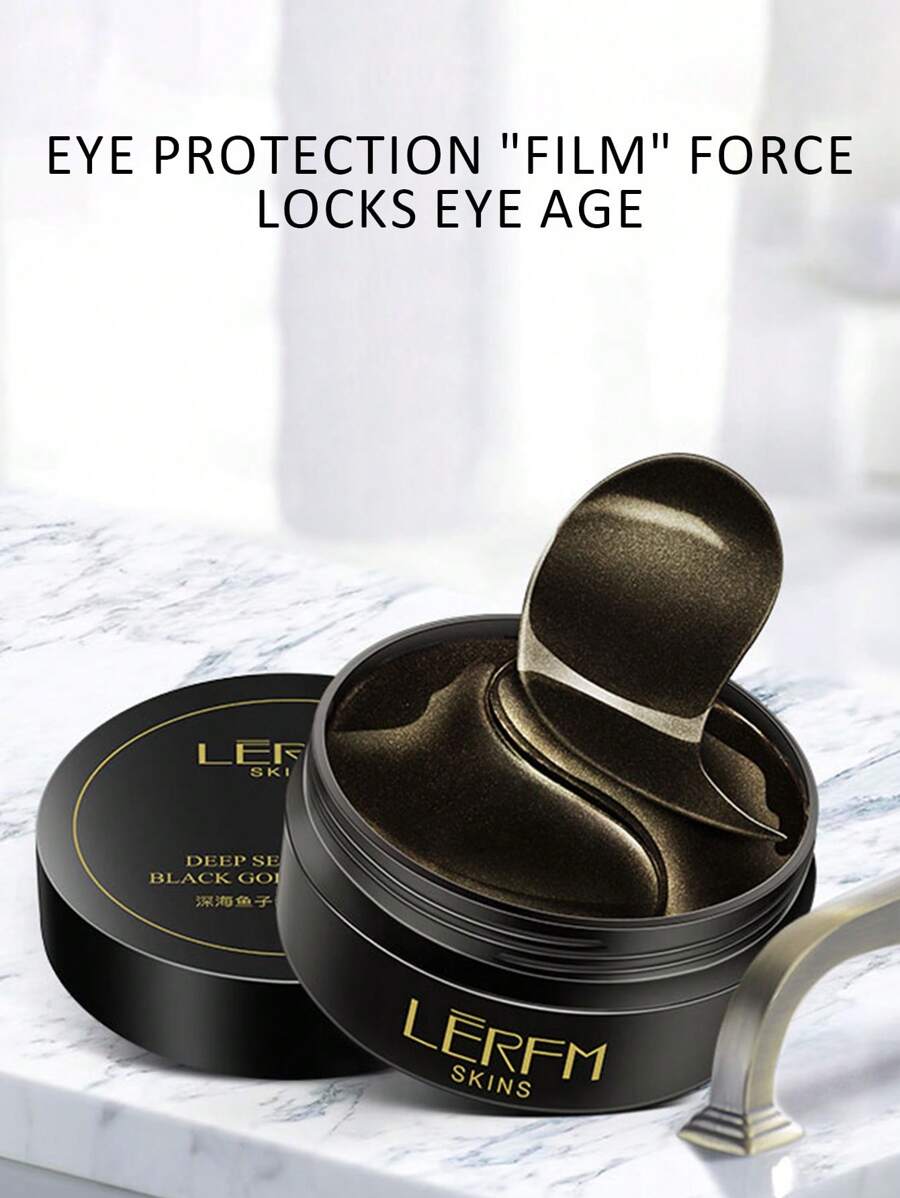 60 parches de máscara para los ojos de caviar dorado negro del fondo del mar 84g, profundamente nutritivos y levantadores, atenúan los círculos oscuros, hidratantes, antienvejecimiento, reafirmantes para el área de los ojos, de uso diario, cuidado de los ojos - Negro - Ver 1