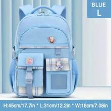 1pc Preppy Cute Lightweight Portable Large Capacity With Adjustable Strap With Multi Pockets Check School Backpacks For Girl Bunny Charm Included Backpack, School Bag, Kids Bag, Small Backpack, Bag School, School Backpack, Rucksack, School Bag Kids, Kids Luggage, Kids Backpack Perfect For Girls, Kids, School Girls, Teen Girls Travel Bag For Kids, Bag For Kids Girl - Multicolor - View 13