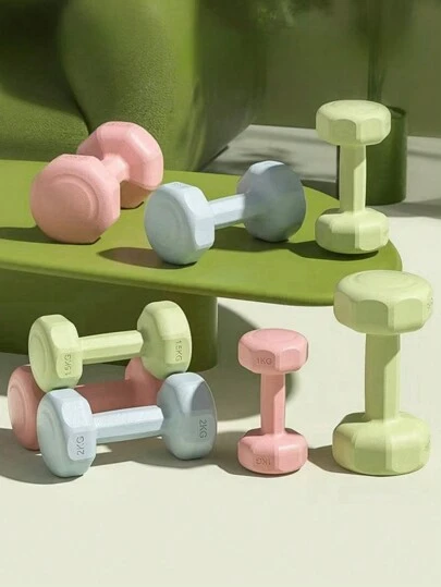 1pc Solid Plastic-Coated Anti-Slip Dumbbell, Suitable For Fitness Enthusiasts, Youths, Office Workers Indoor/Outdoor Exercises Like Push-Ups, Squats, Yoga, Leg Lifts, Glute Bridges (Leg/Glute Workout Equipment) Gym Accessories