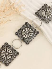 1 件几何图案别致街头派对优雅锌合金女士腰链，简约经典百搭四季皆宜 - 銀色 - 查看 3