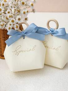 5PCS Gift Bag Wedding Favors Candy Box,For Mother's Day,Letter Graphic Bow Decor,Candy Gift Small Box Basket Jewelry Packaging Bags,Gift Wrapping Bag For Party,Gift For My Mother