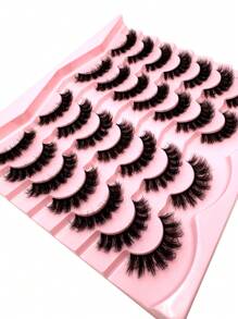 14 Pairs Lashes 3D Natural Look Wispy Faux Mink Eyelashes Eyelashes Makeup Soft Fluffy 3D Fake False Eyelashes Dramatic Messy Mink Lashes Wispy Long Foxy Eye Lifting Look Eyelash Thick Handmade Russian Strip Lashes Volume Fake Lashes Full False Lashes 15-20mm Long DD Curl Fluffy Volume Cat Eye Lashes Faux Mink Dramatic Lashes And Volumize The Outer Corner Of Your Eye Beauty Makeup