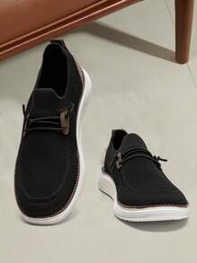 Men's Loafers  Lightweight Soft And Fashionable Walking Sports Shoes - 黑色 - 查看 1