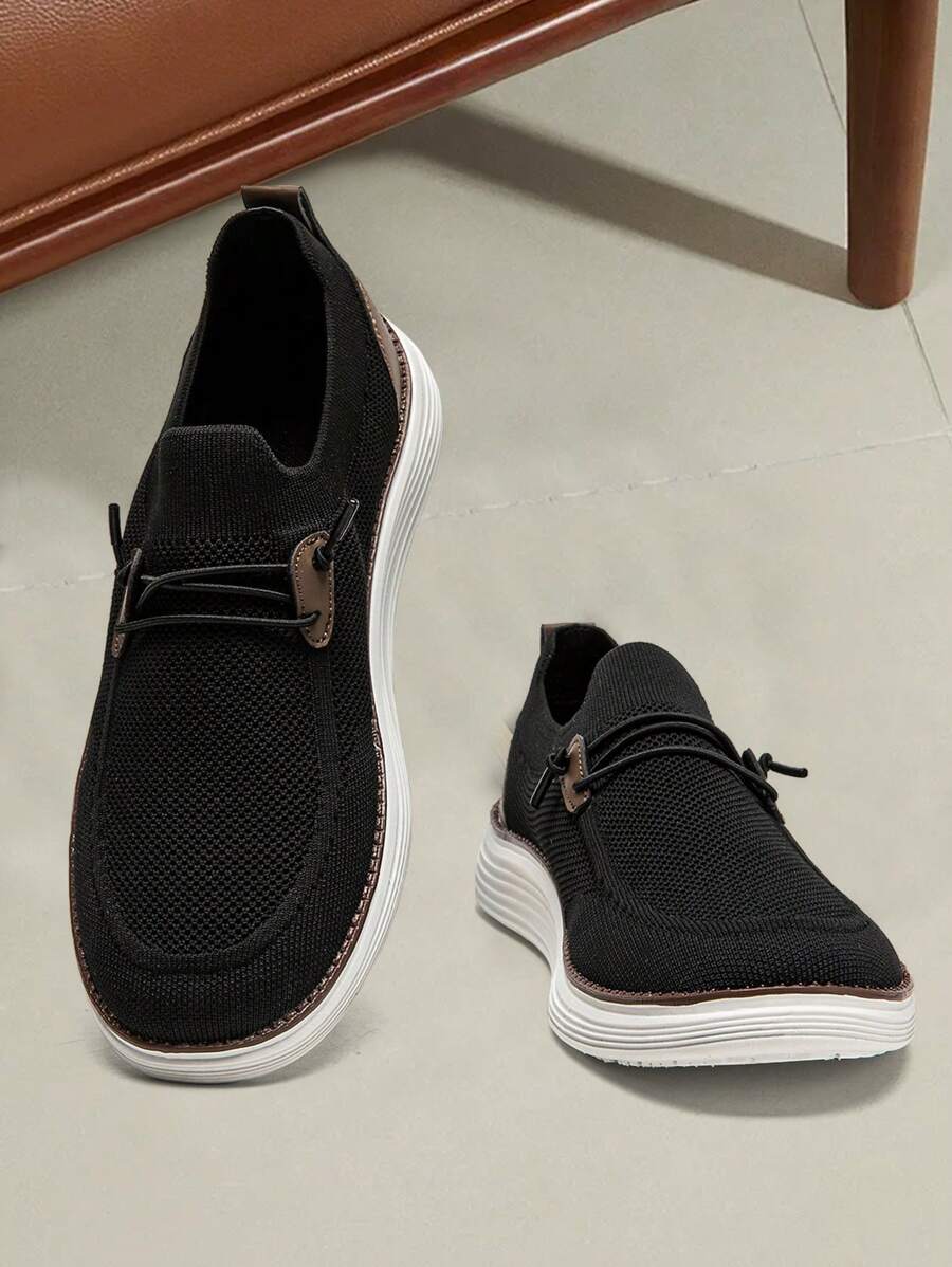 Men's Loafers  Lightweight Soft And Fashionable Walking Sports Shoes - 黑色 - 查看 1