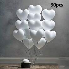 30 piezas de globos de látex en forma de corazón de color blanco o rojo, adecuados para decoración de fiestas con temática de San Valentín, boda, cumpleaños, aniversario, compromiso y otros eventos - Multicolor - Ver 11