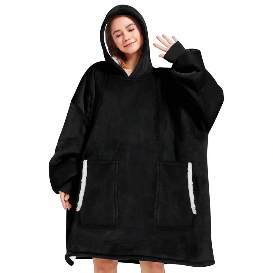 Unisex Oversized Wearable Hoodie Blanket | Cozy Giant Hoodie For Adults | Ideal Gift For Valentine's Day & Christmas, Wearable Blanket For Adults Woman Men,Cozy Warm,Soft Fluffy, Machine Washable,Suitable For Autumn And Winter, Gift, Couple Outfit,Christmas Gift, New Year Gift