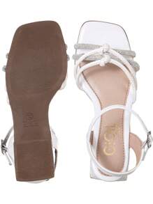 Girls' Sandals, Girls' Low Heel, Rhinestone, Shiny, Comfortable, Fashion, Little Heels, GiGiL Teen - trắng - Xem 3