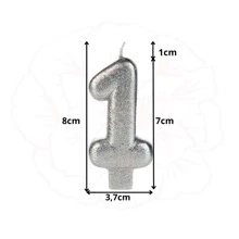 2 Number Birthday Candles Silver Glitter Shine - 15/51 años - Ver 3