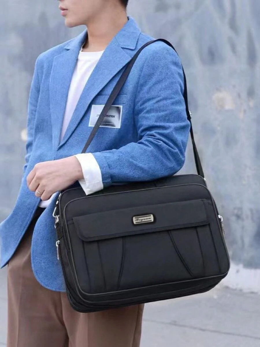Men's Briefcase Laptop Bag Large Capacity Crossbody Bag Document Bag - màu đen - Xem 1