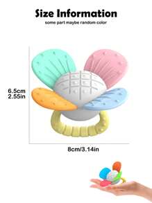 1 pezzo Giocattolo a sonaglino a fiore arcobaleno per bambini, sonaglino a fiore realistico e adorabile, allevia il prurito delle gengive per la masticazione, esercita le abilità manuali del bambino, regalo di compleanno e festività per neonati (colori parziali casuali)