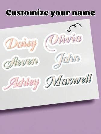 10 piezas de pegatinas personalizadas con nombre de flor, pegatinas personalizadas con nombre completo, pegatinas personalizadas con nombre y apellido de color, material de PVC, pegatinas de vinilo resistentes al agua, adecuadas para botellas de agua, vasos de vidrio, portátiles, cascos de , pegatinas personalizadas como regalo para fundas de teléfono