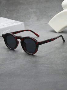 1 件男女通用复古圆框简约时尚眼镜（适合驾驶、旅行、度假、休闲、户外运动、日常使用） - 紅玳瑁框灰片 - 查看 1