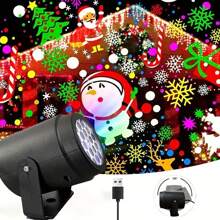1pc Snowflake Christmas Party Light, Snowflake Projection Light, LED Stage Light, Rotating Christmas Pattern, Outdoor Holiday Lighting, Christmas Decoration, USB Power Cable, Christmas - Black - View 3