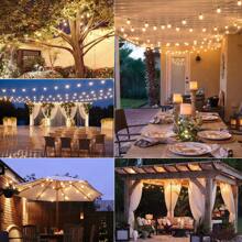 Shatterproof LED Solar String Lights Outdoor, 3 Adjustable Modes Waterproof Festoon Lights With IP44 & Auto Dusk-To-Dawn For Garden Patio Party Christmas Holiday Decor - Black - View 7