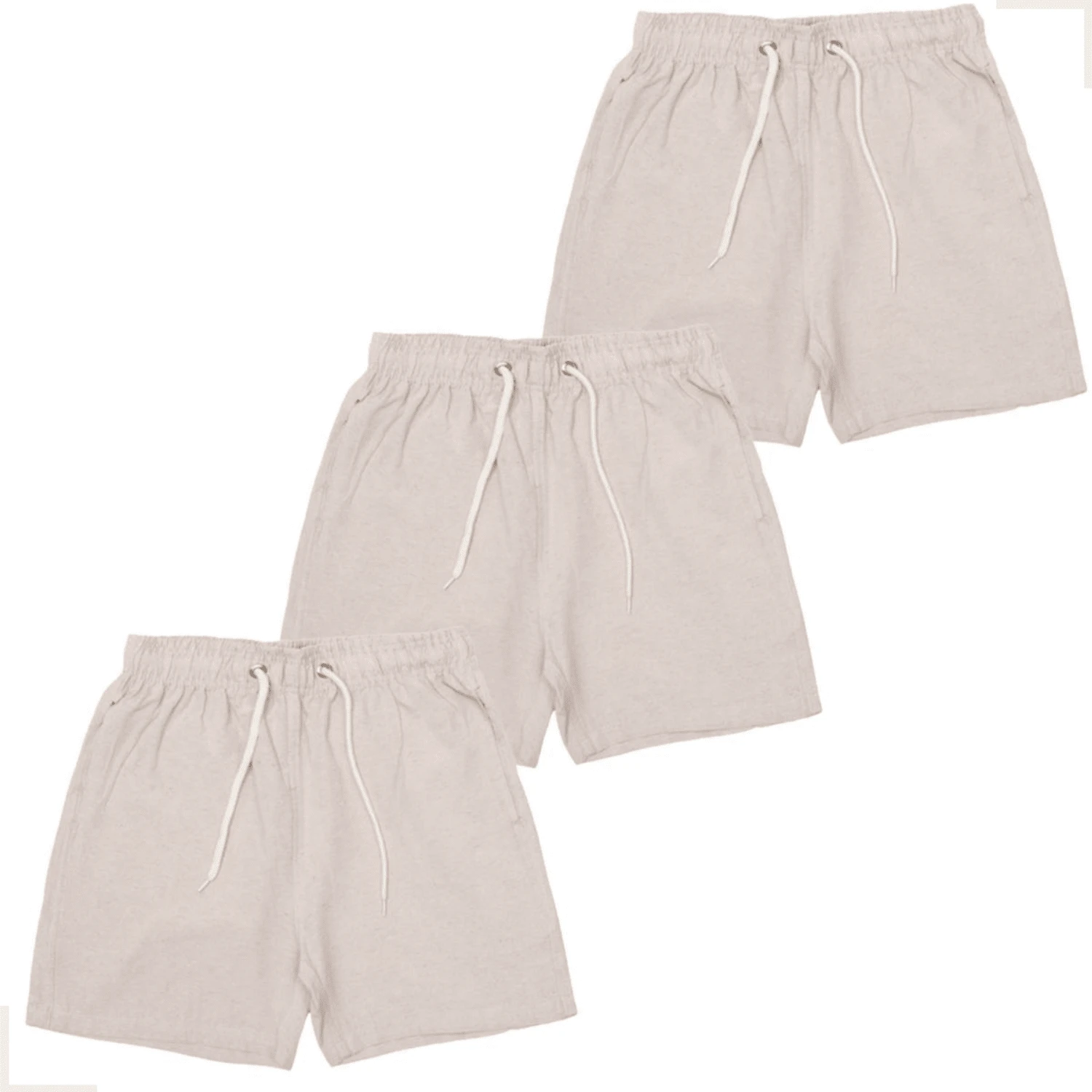 Kit 3 Shorts Linen Mauricinho With Side Pocket Premium Summer Launch Unmissable Promotion We Ship Fast - 米色 - 查看 1