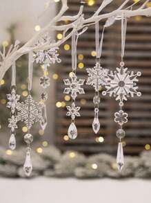 5/6/10/18 Pcs Home Decor Christmas Acrylic Transparent Snowflake Pendant Christmas Icy Decorative Pendant Christmas Tree Crystal Set Pendant,Christmas Tree Decorations Christmas Ornaments,Christmas Atmosphere Decoration Props, Christmas Decorations Gift, Wedding Birthday Party Holiday Decorations, Christmas Decor, Room Decor, Home Decor Winter