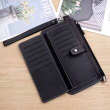 Carteiras de couro portáteis versáteis de grande capacidade porta-cartões de crédito bolsa de mão bolsa de celular com zíper celular multicamadas carteiras de celular femininas masculinas organizador de pacotes suprimentos para dormitório escolar e bolsa de volta às aulas