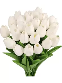 1/5/8 Piezas de Flores de Tulipán Artificiales, Adecuadas para la Decoración de la Sala de Estar, el Dormitorio, Festivales, Regalos, Cumpleaños, Graduación, E-I-D - Blanco - Ver 1