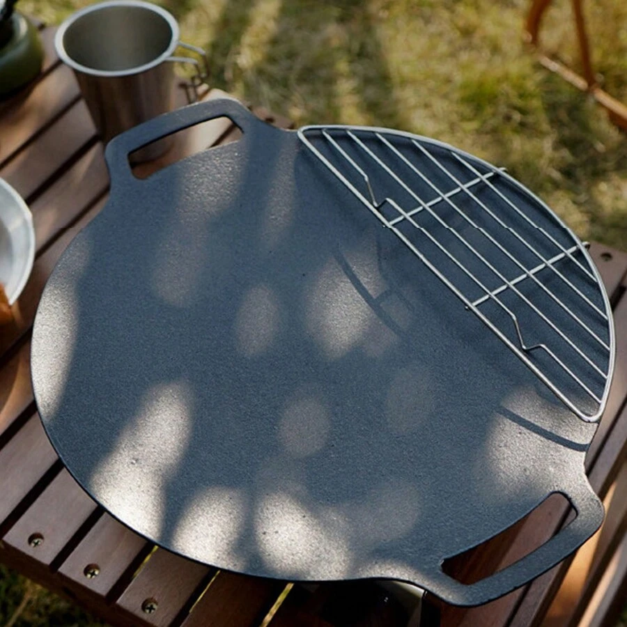 Lò nướng thịt bằng thép không gỉ Lò nướng thịt ngoài trời Lò nướng thịt hình bán nguyệt Lò nướng than - Bạc - Xem 1