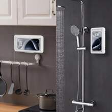 Waterproof ABS Shower Phone Holder With 360° Rotatable Touch Screen, Anti-Fog Clear Mount For Bathroom And Toilet, Compatible With Plastic Shower Curtains Desk Mobile Phone Holder Stand For IPhone IPad Adjustable Desktop Tablet Holder Mobile Phone Holder Compact And Portable For Online Classes And Everyday Use Universal Table Cell Phone Stand
