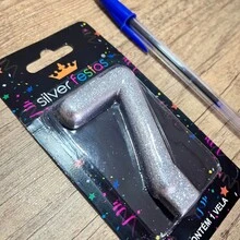 2 Number Birthday Candles Silver Glitter Shine - 17/71 years old - View 8
