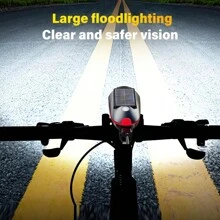 1pc Solar Powered Mountain Bike Light, Bright Night Riding Bell, Loud Ring Sound, Universal For Road Bicycle Front Light Horn