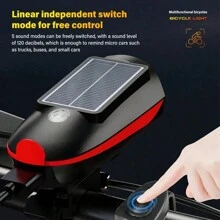 1pc Solar Powered Mountain Bike Light, Bright Night Riding Bell, Loud Ring Sound, Universal For Road Bicycle Front Light Horn
