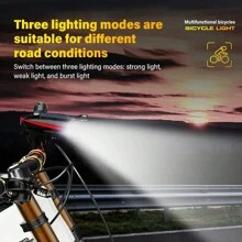 1pc Solar Powered Mountain Bike Light, Bright Night Riding Bell, Loud Ring Sound, Universal For Road Bicycle Front Light Horn