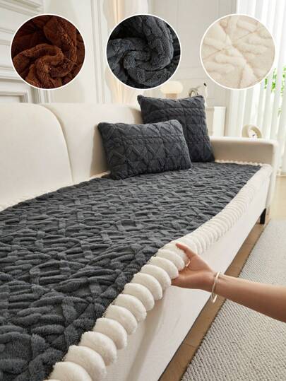 1pc Bohemian Style Sofa Cover, Quilted Thick Plush Fabric, Machine/Hand Washable, Non-Slip Pet Friendly Sofa Protector, Soft & Comfortable Polyester, Suitable For Living Room, Bedroom, Office Room Decor Home Decor Couch Cover Sofa Covers Living Room Decor