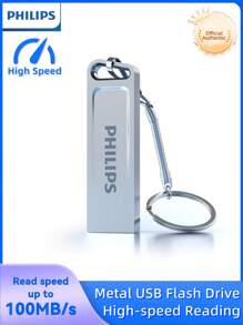 PHILIPS Memoria USB  de 128GB, unidad de alta velocidad ultra de 100 MB/s, diseño sin tapa, compatible con USB 2.0 / USB 3.0 / USB 3.1 - Unidad flash USB + cordón - Ver 1