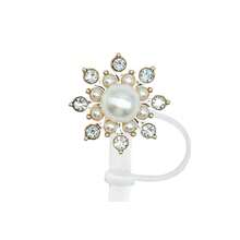 1 st. 40oz 30 oz acryl rietje dop, imitatie parel stof dop, glanzende imitatie parel bont afdekking, cartoon siliconen stof afdekking, beker accessoires, vakantie cadeau, verjaardagscadeau