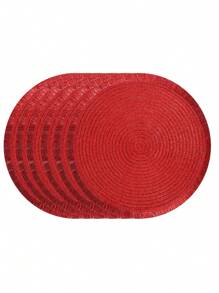 Set di tovagliette circolari intrecciate con glitter e nappe, set di sottobicchieri naturali intrecciati, lavabili e antiscivolo, adatti per tavoli da pranzo, riunioni domestiche, Ognissanti, Natale, feste di matrimonio, disponibile in 2, 4 o 6 pezzi (38 cm)