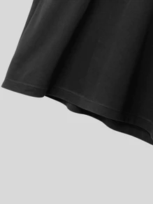 Cropped Short T-Shirt Printed Love More Phrases Various Colors 100% Cotton - màu đen - Xem 2