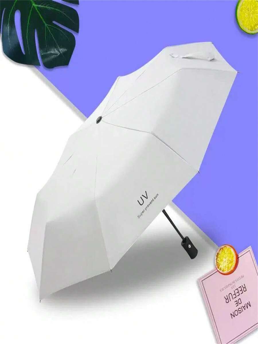 Automatic Opening And Closing Solar Umbrella UV 2 In 1 Parasol Sun Protection Umbrella Three-Fold Umbrella - 淺灰色 - 查看 1