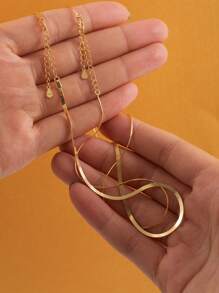 FOREVER QUEEN S925 Sterling Silver Double Layer Snake Bone Chain Women's Fashion Simple  Chain - Gold - View 8