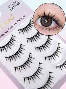 Asiteo 5 Pairs Manga Lashes Faux Mink Eyelashes, Natural & Thick, Lash Extension, Essential Makeup Tool For Travel - 黑色 - 查看 5