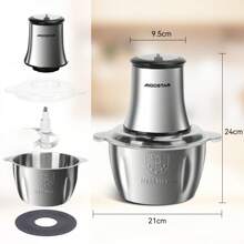 1.8L Electric Meat Grinder, Stainless Steel Bowl, 4 Sharp Blades, 2 Speeds For Chopping Meat, Garlic And Other Ingredients, 500W Electric Chopper, Detachable And Easy To Clean - Phích cắm loại C của EU (220-240V) - Xem 6