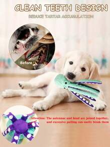 1 件宠物章鱼毛绒玩具，带声音和吱吱声，适合狗和猫的互动咀嚼玩具，由柔软的灯芯绒材料制成 - 薄荷綠 - 查看 7