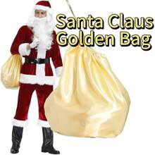 1 túi vải màu vàng hình ông già Noel, phụ kiện túi vải lớn màu vàng cho người già trong dịp Giáng sinh, túi quà tặng trang phục Giáng sinh - Vàng - Xem 5
