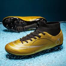 男士足球鞋室内透气防滑耐磨减震室内外平草AG长钉专业训练鞋男女通用 - 金色 - 查看 6