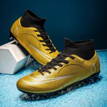 男士足球鞋室内透气防滑耐磨减震室内外平草AG长钉专业训练鞋男女通用 - 金色 - 查看 5