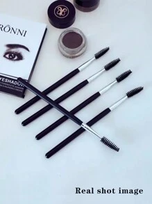 2 件黑色眉刷，便携式螺旋睫毛刷，多功能柔性长柄眉刷，女士美容工具， - 黑色 - 查看 4