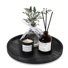 1pc Personal Computer Round Storage Tray, Silicone Vanity Tray, Aromatherapy Perfume Cabinet, Desktop Jewelry Tray, Bathroom Hand Soap Dispenser, Shower Gel, Shampoo, Flower Vase Pad, Suitable For Home, Bathroom, Kitchen, Living Room, Bedroom, Coffee Table, Marble Pattern