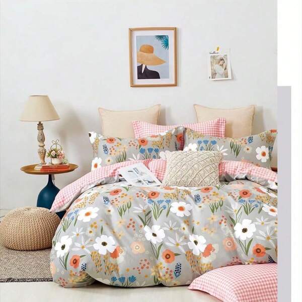 1 conjunto simples estilo ins estilo pastoral europeu flor ab versão conjunto de algodão impresso