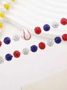 1 PIEZA Collar de cadena de cuentas con temática de béisbol, estilo deportivo para hombres, mujeres y atletas, Colección bling hielo, Joyería de collares de béisbol, Regalo para padre, hijo, familia, Navidad, San Valentín, mamá, madre, Día de la Madre