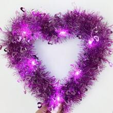 Couronne de décoration suspendue en forme de cœur pour la Saint-Valentin, fournitures de fête, couronne de mariage, anniversaire, fiançailles, sans lumières incluses - Multicolore - Voir 6