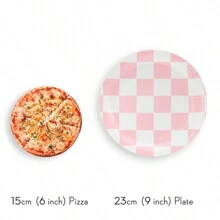 24pcs Pink And White Checkered Paper Plates, Disposable Checkered Party Plates, Suitable For Parties, Gatherings, Birthdays, Celebrations - Multicolor - View 4