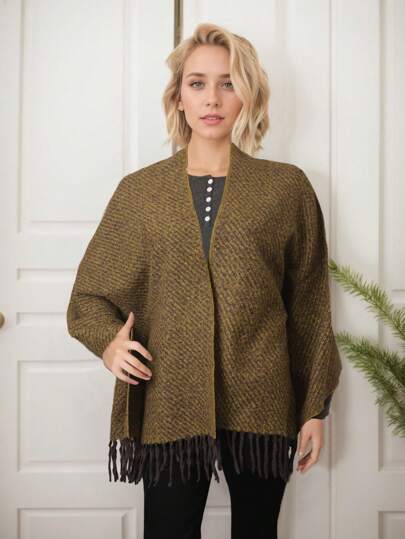 Chal De Cachemira De Imitación Con Borlas Para Mujer, Bufanda Cálida a Prueba De Viento Para Otoño e Invierno