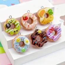 10个色彩鲜艳的树脂水果甜甜圈吊坠 - 彩色草莓挂件，适合DIY钥匙扣、耳环和包包装饰 - 颜色多样，经久耐用，用途广泛，是创意项目的理想配件 - 甜甜圈 - 查看 2
