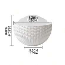1pc European-Style Imitation Rattan Wall-Hung Semi-Circular Flower Pots, Non-Perforated Hanging Flower Baskets, Balcony Slouchy Flower Pots, Wall-Hung Hydroponic Flower Pots